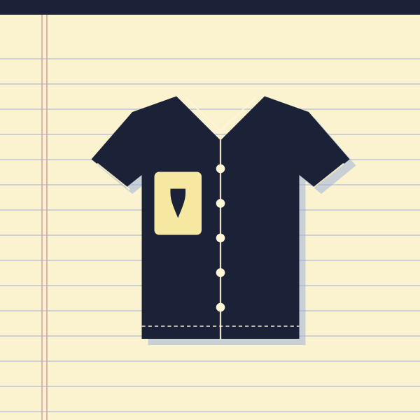 Ink drawing on a ruled legal pad: baseball jerseys